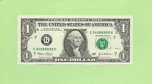 2003 ..UNCIRC $1 G 3488 8889 H .... 2003 $1 G-H SOLID POKER '88888' - Bild 1 von 2