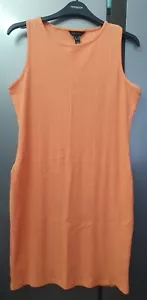 New Look Women's Orange Sleeveless Ribbed Mini Dress UK14 EU42 US10 Summer Dress - Picture 1 of 8