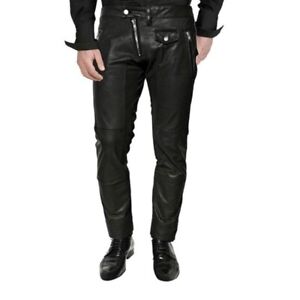 pure lamb skin leather pants Biker Style  Perfect For Party Travel Casual Wear