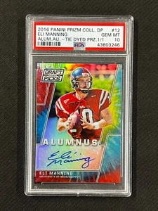 PSA 10 2016 Panini Prizm Coll. D.P. Eli Manning Alumnus Auto Tie Dyed Prizm 1/1 - Picture 1 of 4