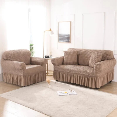 1/2/3/4 Seater Elastic Lattice Sofa Couch Covers Armchair Slipcover Protector - Image 1 of 4