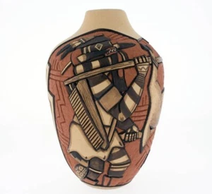 Pictorial Clay Pot By Hopi Artists Marty & Elvira Naha - Picture 1 of 1