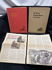 1950s Roy Chapman Andrews Dinosaur Book Lot 2 Vintage Kids w/ Gobi Desert Pages - Picture 1 of 8