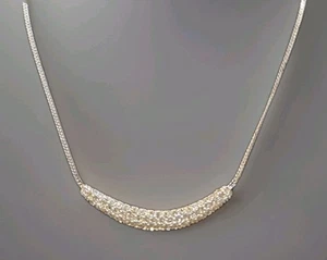 New Crown Trifari Collar Necklace Pave Rhinestone Crystal Silver Tone Signed  - Picture 1 of 2