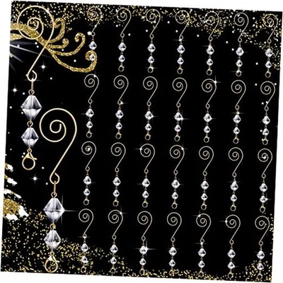  Piezas Perchas para adornos Árbol Ornamento Ganchos Decorativos Transparente Acrílico Alambre 30 Dorado Foto 1 de 4