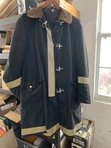 Globe CO Men's 44 Authentic Vintage Fireman's Jacket Black - Imagen 1 de 10