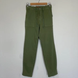 Judy Blue Hose Damen Gr. 3/26 Mid Rise Roll Up Manschette Kordelzug olivgrün - Bild 1 von 14
