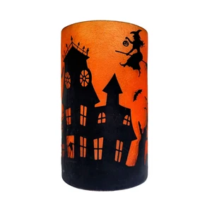 Yankee Candle HAUNTED HOUSE Tarro Porta Naranja Bruja Murciélago Negro Halloween 8” - Imagen 1 de 7