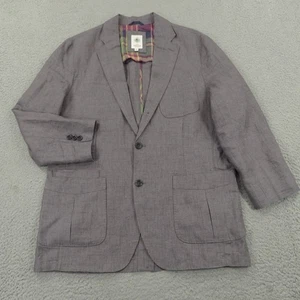 Linen Blazer 42R Medium Mens Unstructured 3/2 Roll Jacket Territory Ahead Summer - Picture 1 of 18