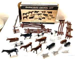 Plasticville vintage "Barnyard Animal Set" con scatola originale come da ritrovamento + mai usato! - Foto 1 di 15