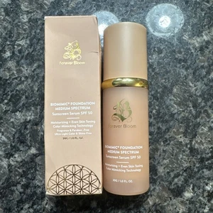 NEW Forever Bloom Biomimic Foundation 1 oz MEDIUM Spectrum Serum SPF 50 EXP 2/28 - Picture 1 of 5