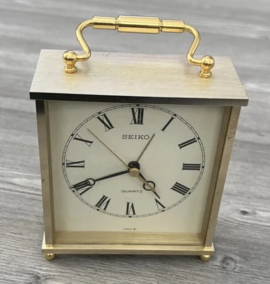 Vintage 1980s Seiko Two Tone Brass Stainless QP273S Alarm Clock Desk Clock - Image 1 of 4