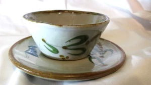 Juego de tazas y platillos de cerámica popular pintados a mano Erandi Tonalá México firmados - Imagen 1 de 11