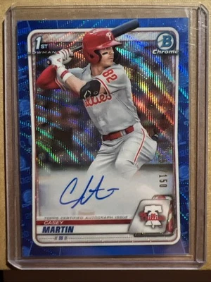 2020 Bowman 1st Casey Martin CDA-CM Auto 150 Blue Wave Refractor - Image 1 of 2