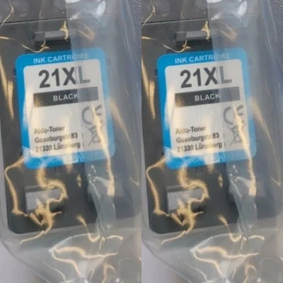 2x Black DRUCKERPATRONEN für HP 21XL DESKJET F370 F375 F380 3910 3930 3940V 3950 - Bild 1 von 4