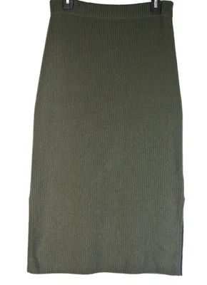 NEW, Vince Ribbed Wool & Cashmere Blend Skirt in Olive Size M #S8054 - Image 1 of 4