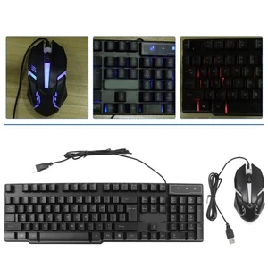 1 Set USB Gaming Keyboard Mouse Colorful Backlit Keyboard Game Keyboard - Afbeelding 1 van 12
