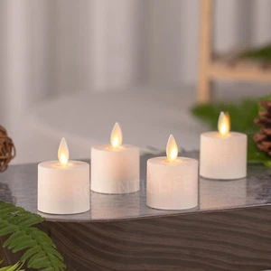 4PCS Luminara Flameless Moving Wick Remote Tea Lights for Home Decor 1.44x1.25" - Picture 1 of 9