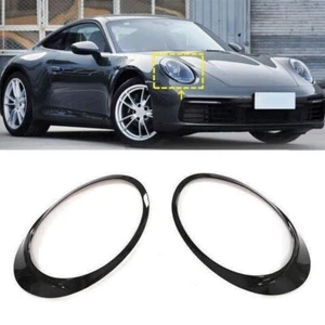 Dry Carbon Fiber Headlight Eyebrows Eyelids Covers For Porsche 911 992 2019-2022 - Picture 1 of 7