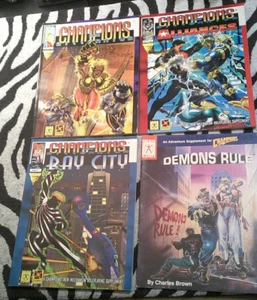 RPG Book 4 Champions New Millennium Bay City Alliances Demons Rule Hero Games - Picture 1 of 2