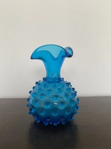 Vetreria Etrusca Empoli Verde Vase Blue Studded Glass 16cm Vintage Design - Picture 1 of 6
