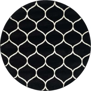 Unique Loom Trellis Frieze Collection Area Rug - Rounded (5' 1" Round Black/I... - Picture 1 of 9