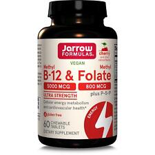Jarrow Formulas Methyl B-12 & Methyl Folate, Cherry Flavour 60 Chewable Tablets