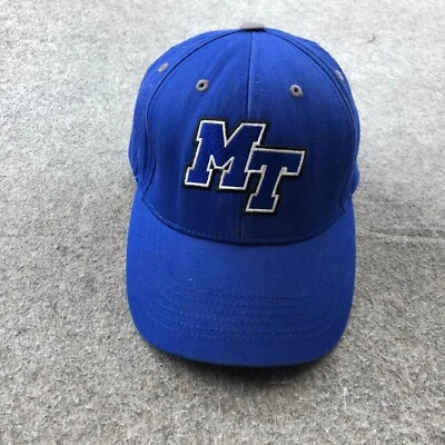 Vintage MTSU Blue Raiders Hat Cap Adjustable Strap Back Blue Embroidered Logo - Image 1 of 4