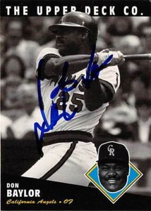 Don Baylor autographed baseball card Angels 1994 Upper Deck #179 All Time Heroes