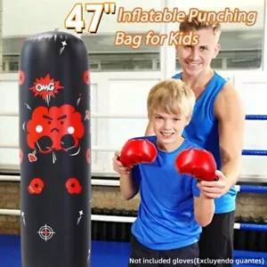 47" Inflatable Boxing Punching Bag Free-Stand Karate Target Kick Training Kids - Picture 1 of 12