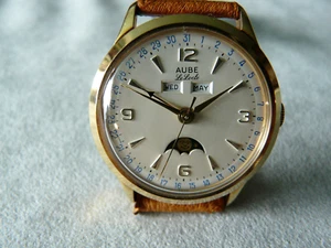 Aube Le Locle Swiss, Vollkalender, Automatic, Rarität, 50er ungetragen € 2690,- - Bild 1 von 8