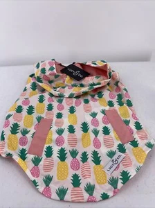Lucy & Co Impermeable Reversible Perro Estampado L Piña Rosa Amarillo Capucha Cremallera - Imagen 1 de 8