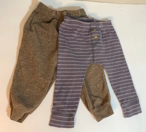 2 Paar Carters Jogginghosen Baby Jungen Hosen grau Größe 12 Monate gestreift Baumwolle braun - Bild 1 von 5