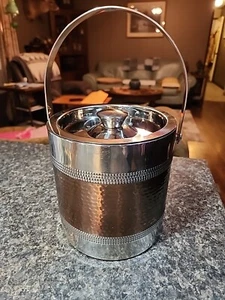 Cynthia Rowley Stainless Steel Ice Bucket With Hammered Copper 6"x 6" Insulated - Picture 1 of 5