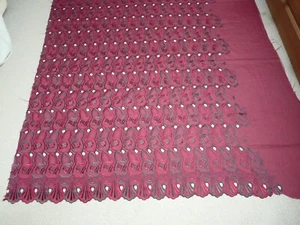 Length of machine embroidered polyester fabric. Measures 129cm wide, 93cm across - Picture 1 of 6