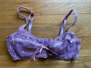 Reggiseno Victoria's Secret lavanda trasparente con fiocco nastro rosa taglia 34D LN - Foto 1 di 6