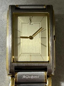 YVES SAINT LAURENT Analog Watch YSL Square Stainless Steel Gold Vintage - Picture 1 of 24