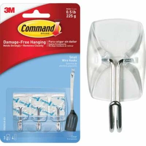 (36)-Command Clear Wire Adhesive Small Hook. Model: 17067CLR-ES-3PK - Picture 1 of 1