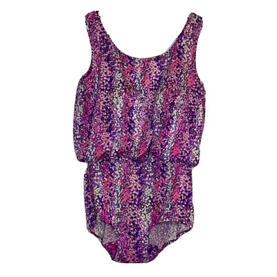 Traje de baño vintage para mujer TALLA 10 ropa natural de campamento mar Scamp púrpura rosa floral Foto 1 de 4