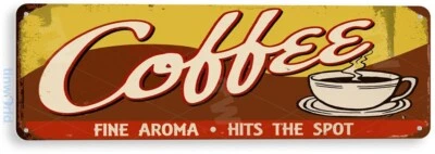 TIN SIGN Coffee Hits The Spot, Rustic, Cottage, Farmhouse, Café Decor, A043 - Image 1 of 3