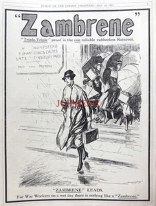 WW1 ZAMBRENE Rubberless Raincoats Shepperson ADVERT : Antique 1917 Print: 672/83 - Picture 1 of 1