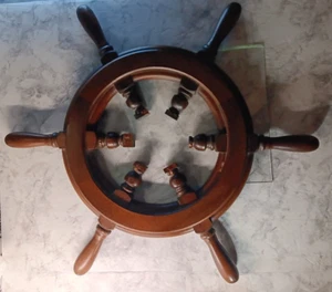 SETH THOMAS SHIP'S WHEEL WOOD Frame for Wall Clock No Face or Movements Damage - Picture 1 of 5