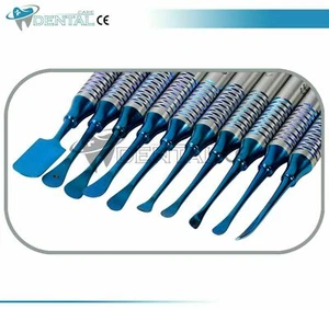Ascensore periostiale dentale set di 10 strumenti dentali chirurgici rivestiti blu CE - Foto 1 di 4