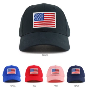 White USA Flag Patch Youth Size Cotton Structured Baseball Cap - FREE SHIPPING - Picture 1 of 11