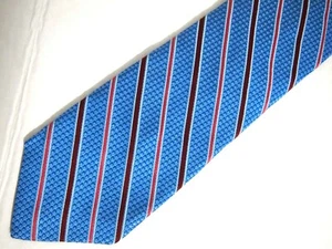 Paul Fredrick Mens Necktie Tie Blue Red Striped Silk/Cotton Thick Textured 59" C - Picture 1 of 4