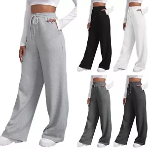 Women’s Sweatpants Wide Straight Leg Pants Joggers Workout Pants With Pockets - Picture 1 of 10