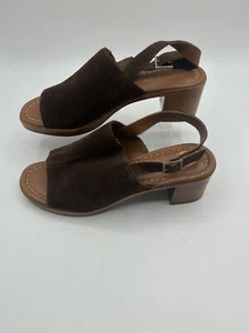Mariella Sandals 15569 Women's Sz 8M Brown Suede Leather Block Heel Slingback - Picture 1 of 6