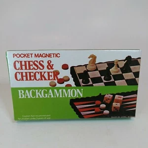 New Backgammon Chess  Checker Mini Magnetic Board Game Cathay Vintage NIP Travel - Picture 1 of 12