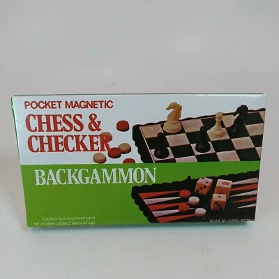 New Backgammon Chess  Checker Mini Magnetic Board Game Cathay Vintage NIP Travel - Image 1 of 4