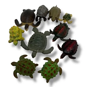 Vintage Rubber Tortoise Turtle Realistic Figurine Figure Mix Lot - Picture 1 of 3